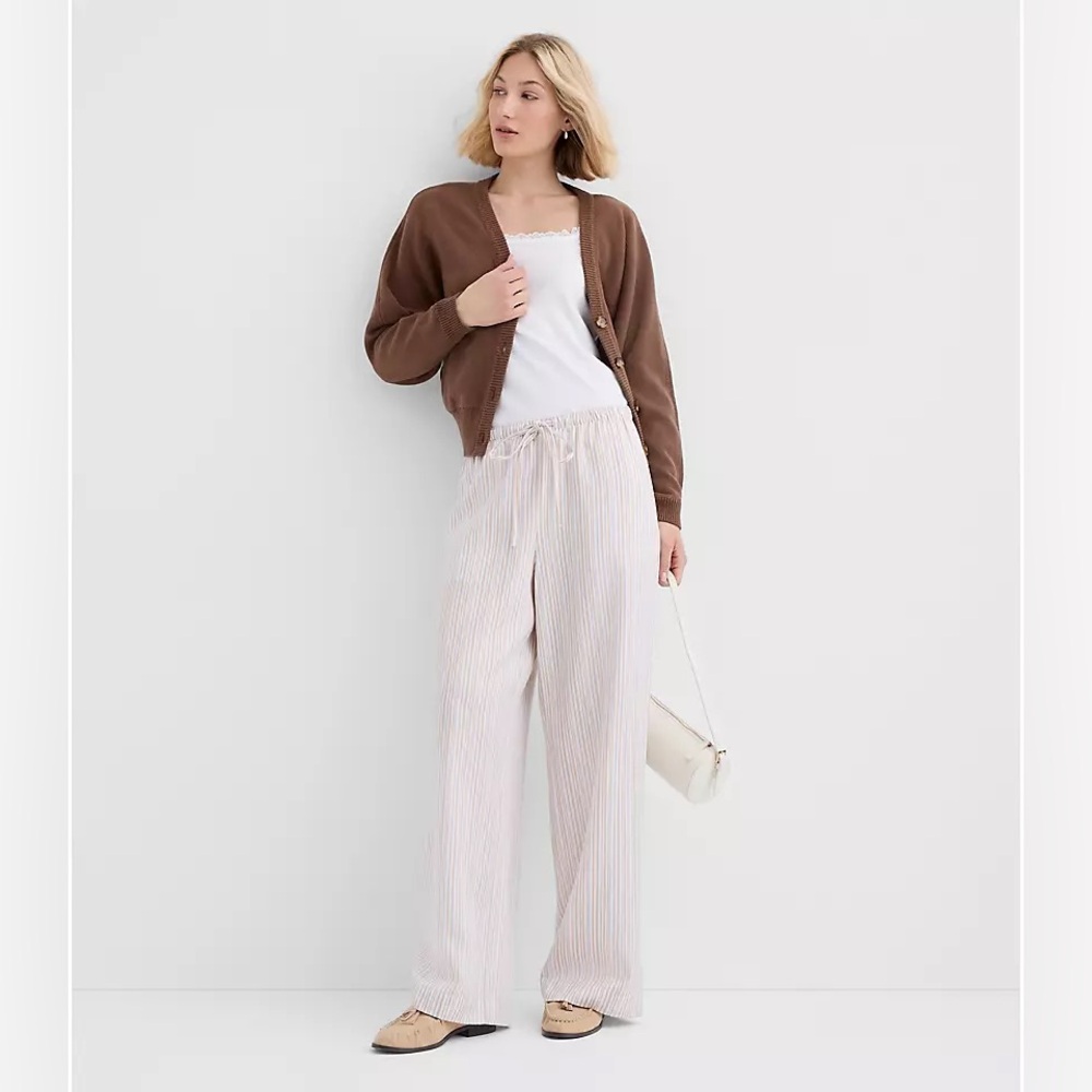 NWT Viral “Sawyer” Pull On Pants in Striped Twill - Cappuccino